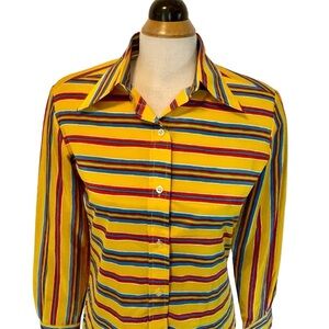 Vintage Lady Manhattan stripped blouse with dart collar.